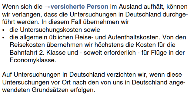 Auslandsregelung BU Allianz