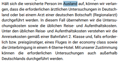 Auslandsregelung BU Hannoversche